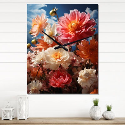 Pink White Wildflowers Fields Of Dreams - Floral Wall Clocks