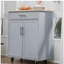 Chariot pour îlot de cuisine avec tiroirs, armoire de rangement et porte-serviettes, gris-1890580108