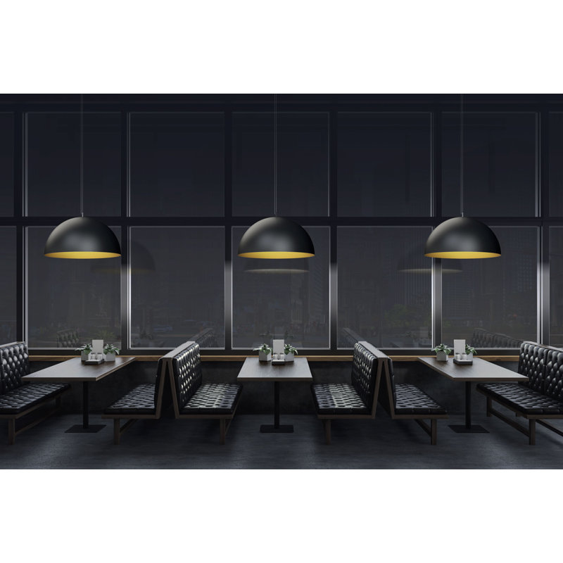 Domos 1 - Light Single Dome Pendant, Gold/Black, 8" H x 16" W x 16" D, No