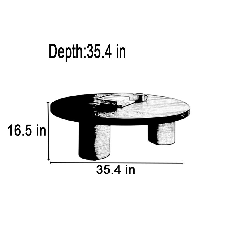 Table basse French French, H 16,5 po x l 35,4 po x P 35,4 po