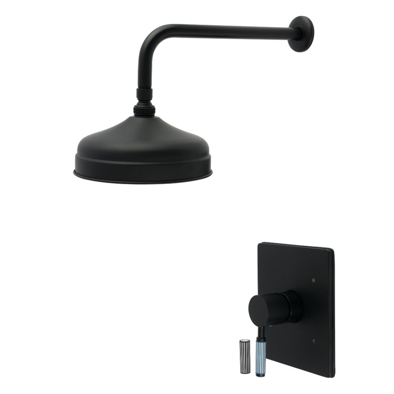 Robinet de douche à pression équilibrée à poignée simple Kingston Brass Verona, Noir mat