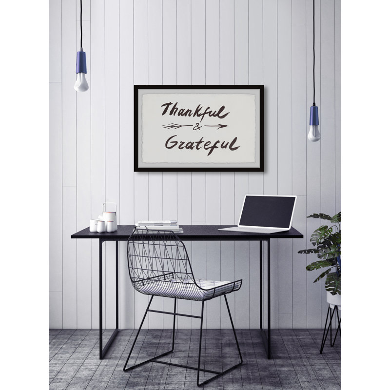 «Thankful and Grateful» par Marmont Hill - Reproduction d'art textuel sur papier encadré, H 8 po x l 12 po x P 1,5 po