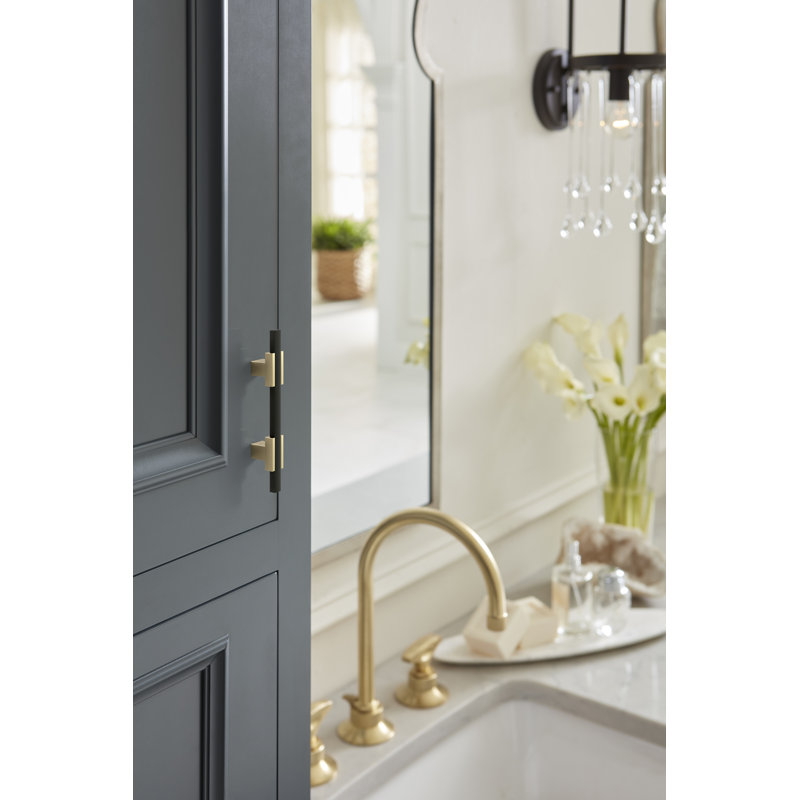 3" Golden Champagne Matte Black Cabinet Pull Bar