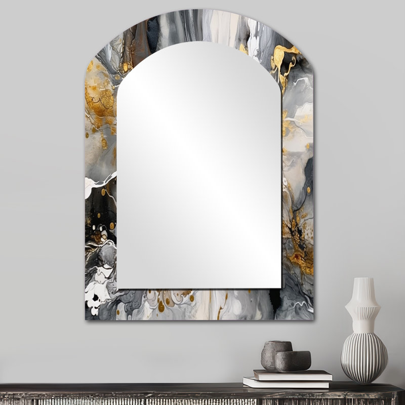 Miroir mural gris moderne délicat, 34 po x 25 po