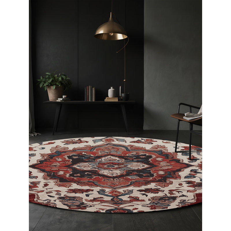 Tapis brun lavable à la machine, Rond 8 pi