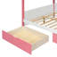 Lit superposé en bois double avec escalier de rangement, cadre de lit superposé cabane avec 6 tiroirs, tablette supérieure et compartiments de rangement, sommier non requis-1989079902