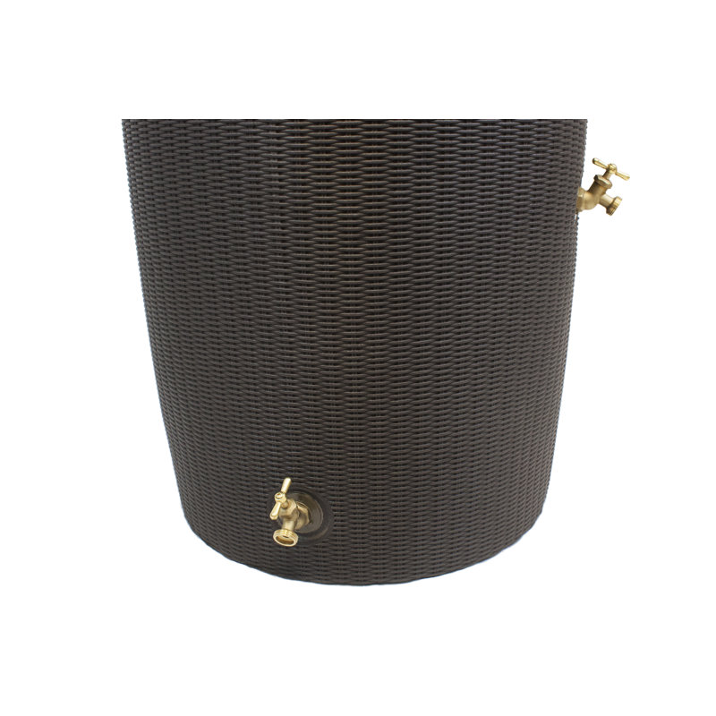 Dark Brown Wicker 50 Gallon Planter Rain Barrel