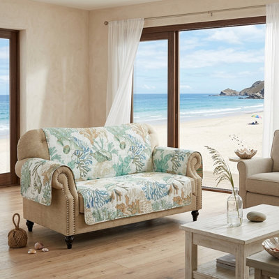 Atlantis Jade Reversible Furniture Slipcover