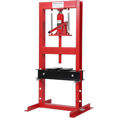 Presse d'atelier hydraulique de 6 tonnes, presse pneumatique de banc à cadre en H avec plaques de presse, cadre en acier à hauteur réglable pour le garage et l'atelier, rouge