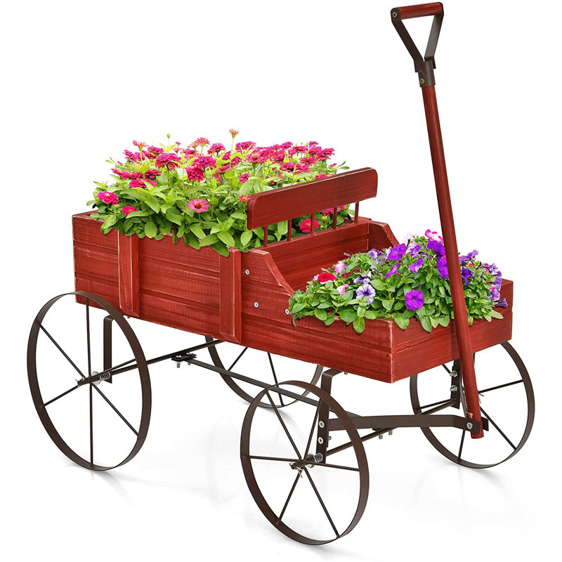 Mischa Wheelbarrow Planter, Red