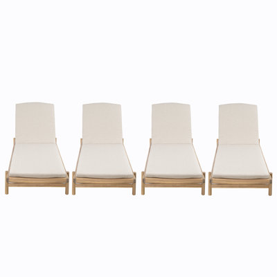 Alance Patio Acacia Wood Chaise Lounges With Adjustable Backrests & Cushions by Latitude Run