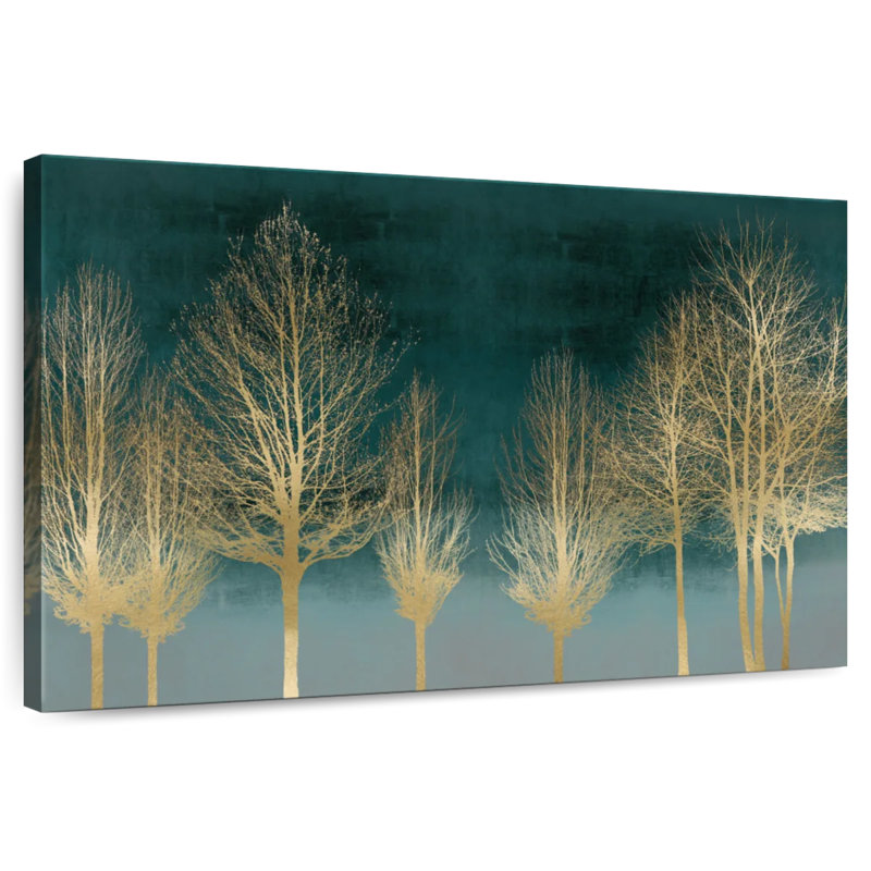 Harnek Gold Forest On Teal, 30" H x 45" W