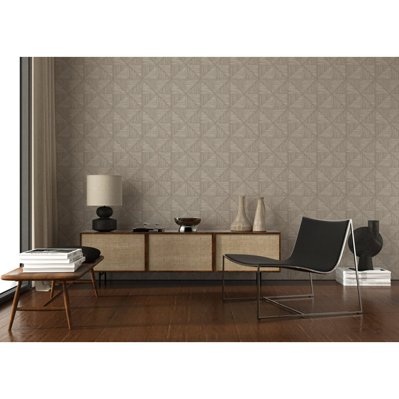 Parquet Small - Wallpaper by Norman Wyatt Home, Driftwood, Faux Grasscloth, Non-Pasted