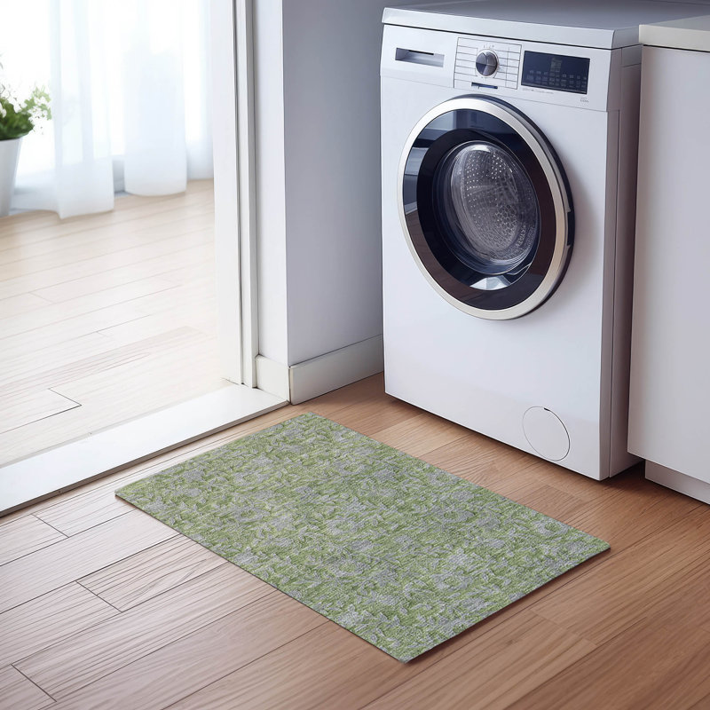 Tapis olive intérieur / extérieur lavable à la machine Mahaney ACN771, Rectangle 1'8" x 2'6"