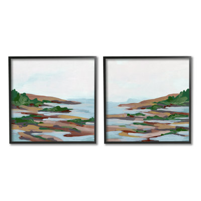 Ensemble de 2 peintures encadrées sur panneau de fibres à densité moyenne