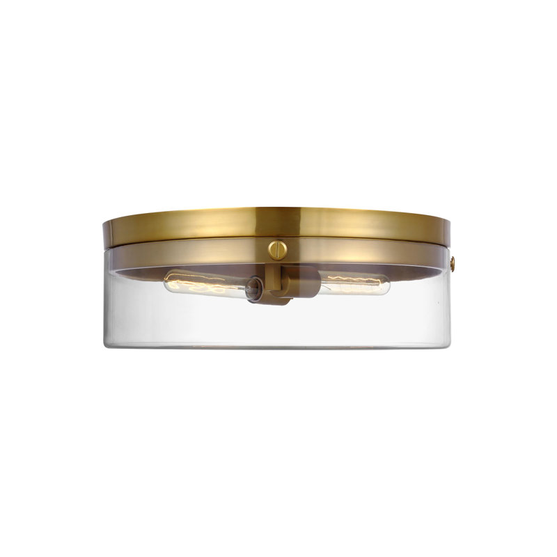 Glass Flush Mount, Burnished Brass