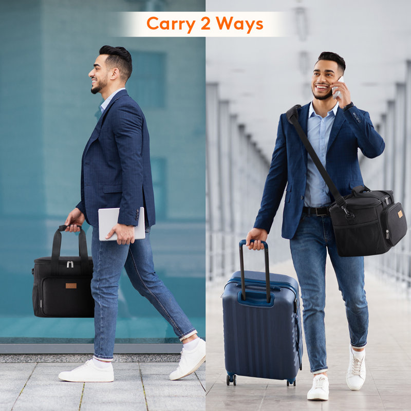 Large Lunch Bag Insulated Lunch Box Soft Cooler Cooling Tote For Adult Men Women, Black, 11.02cm H x 11.02cm W x 13.78cm D