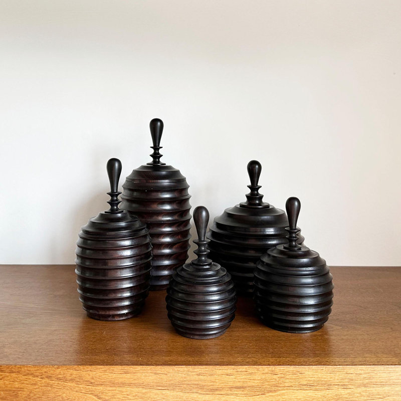 Ebony Wood Collection Wood Jar, Style One
