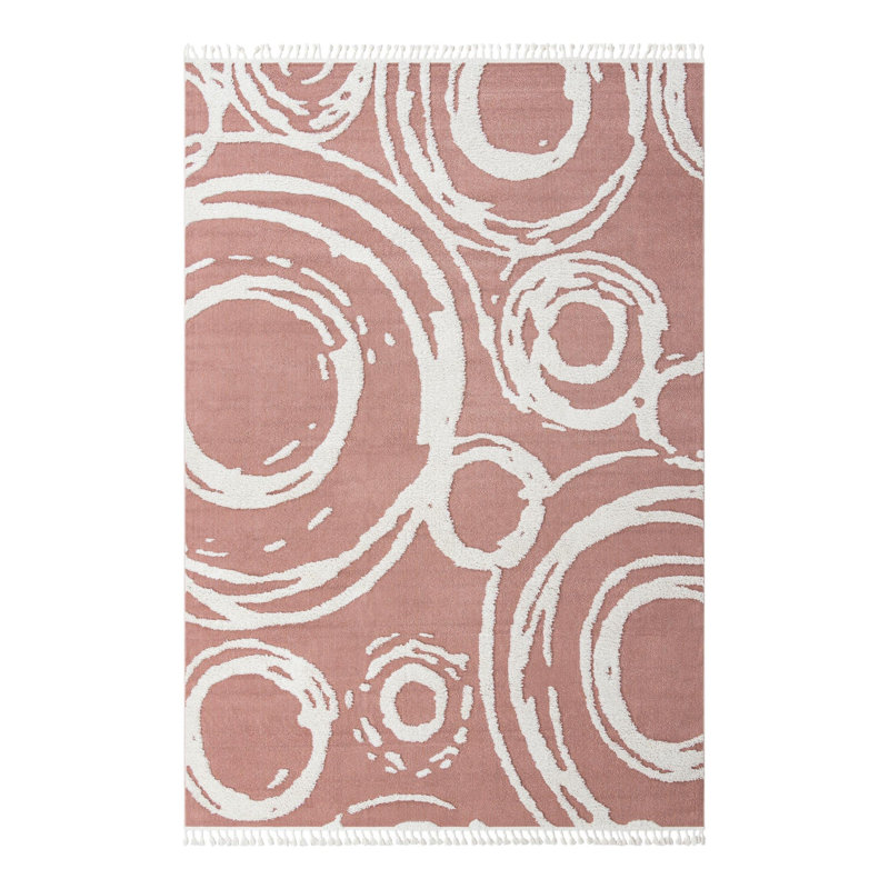 Tapis rose en polyester tissé à la machine Anik, Rectangle 10 pi x 14 pi 1 po