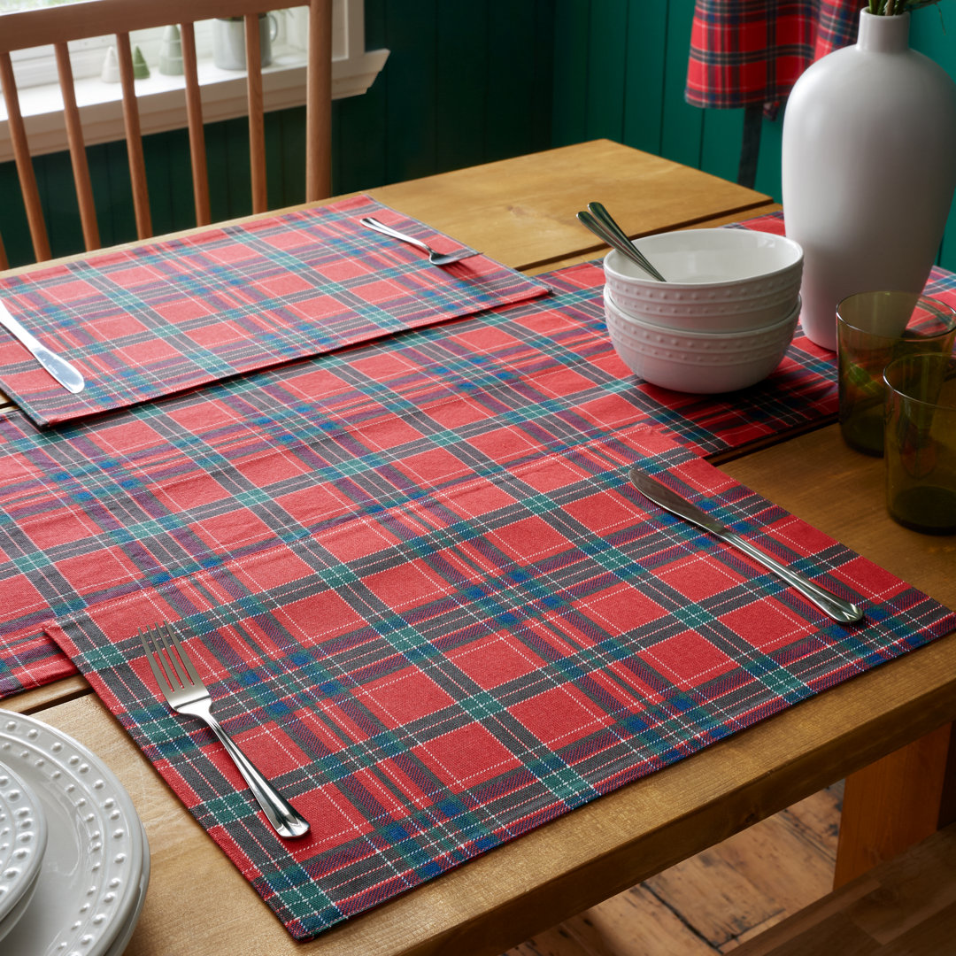 Christmas Tartan Check Cotton Dining Placemat 4 Pack