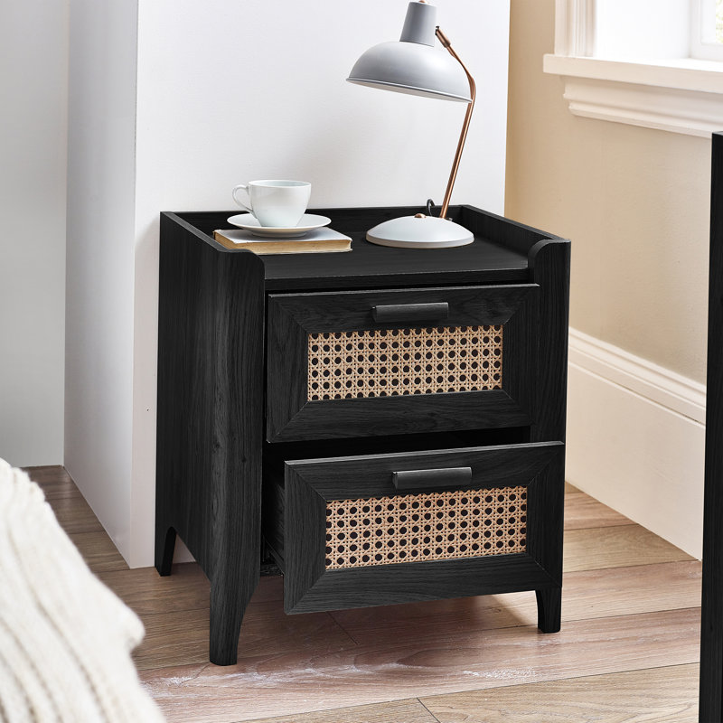Albelo 50cm W Manufactured Wood Bedside Table, Black