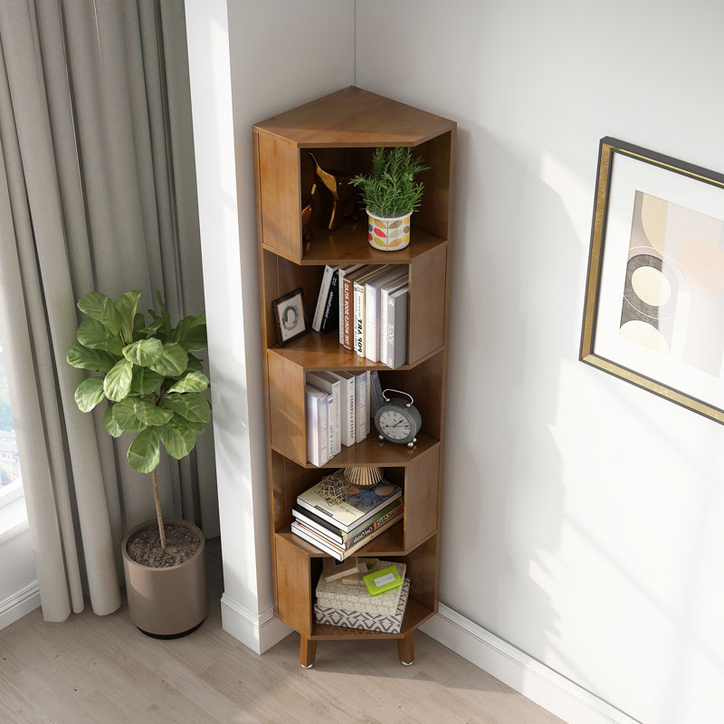 Bibliothèque de rangement en bambou à 5 niveaux, (5 tablettes) H 71,4 po x l 13,8 po x P 13,8 po