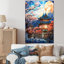 Bleu, Japon, arbre en fleurs, paysages - art asiatique, art mural