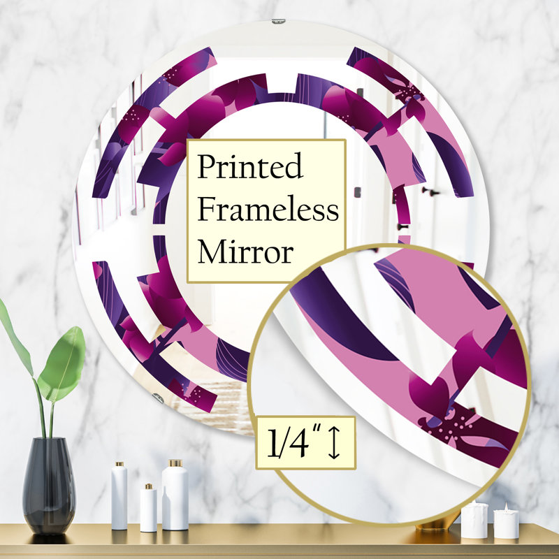 Miroir mural Traditional, H 31,5 po x l 31,5 po, Motif de fleurs d'orchidées dans l'espace