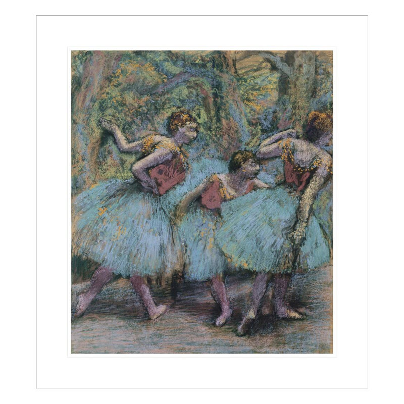Three Dancers (Blue Tutus Red Bodices) par Edgar Degas, impression giclée encadrée, H 26,18 po x l 23,5 po
