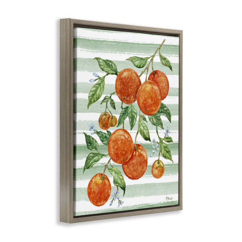Cadre flottant Juice Orange Vine & Stripes, design par Paul Brent, H 21 po x l 17 po, Cadre flottant orme Montalcino