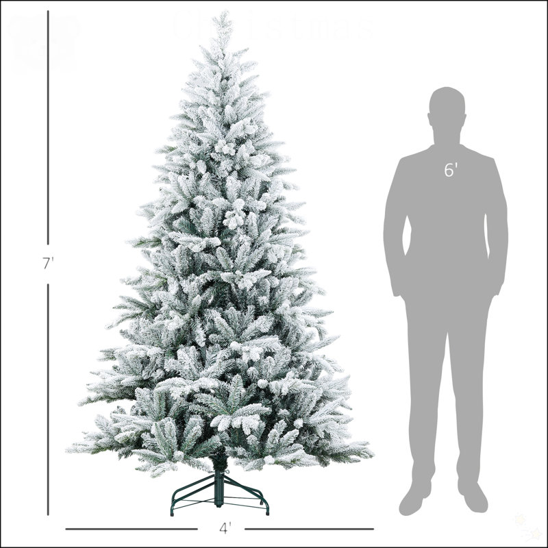 Arbre de Noël artificiel enneigé avec neige, H 7 pi