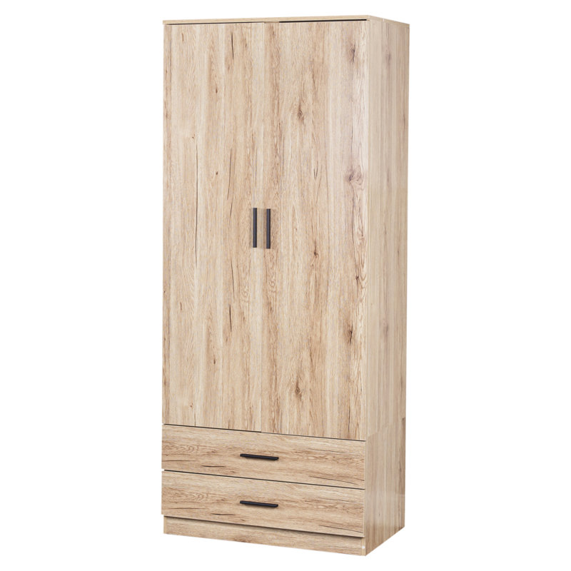 Gianpietro 2 Door Manufactured Wood Wardrobe, Oak
