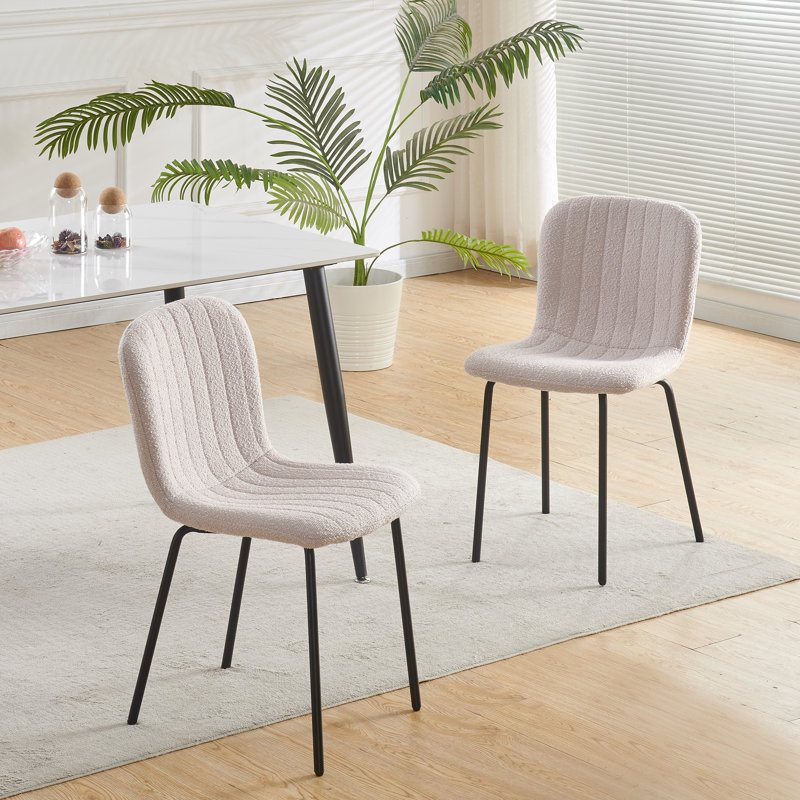 Linen Fabric Dining Chairs Upholstered Chairs, Set Of 2, Brown
