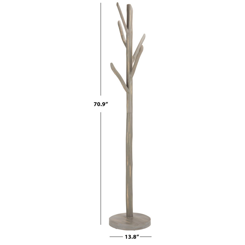 Bowyer Solid Wood Freestanding Coat Rack, Distressed Gray