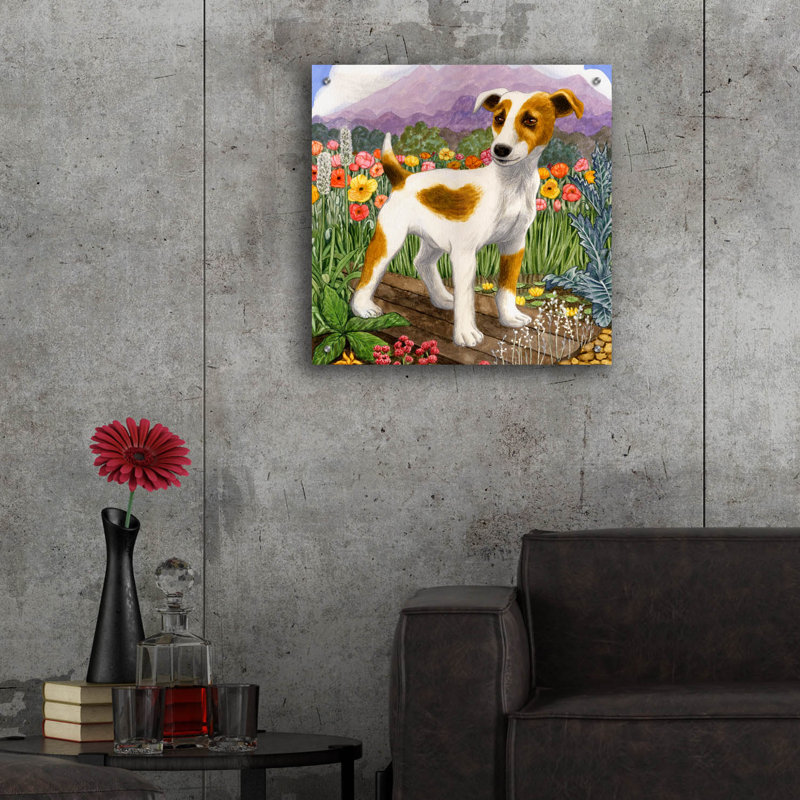 Art mural en verre épique «Jack Russel» par Gale Pitt, 24 po x 24 po, 24" H x 24" W