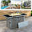 Propane Gas Fire Pit Table With Glass Wind Guard And An Open Basket-wave Patterned Wicker-1240792518