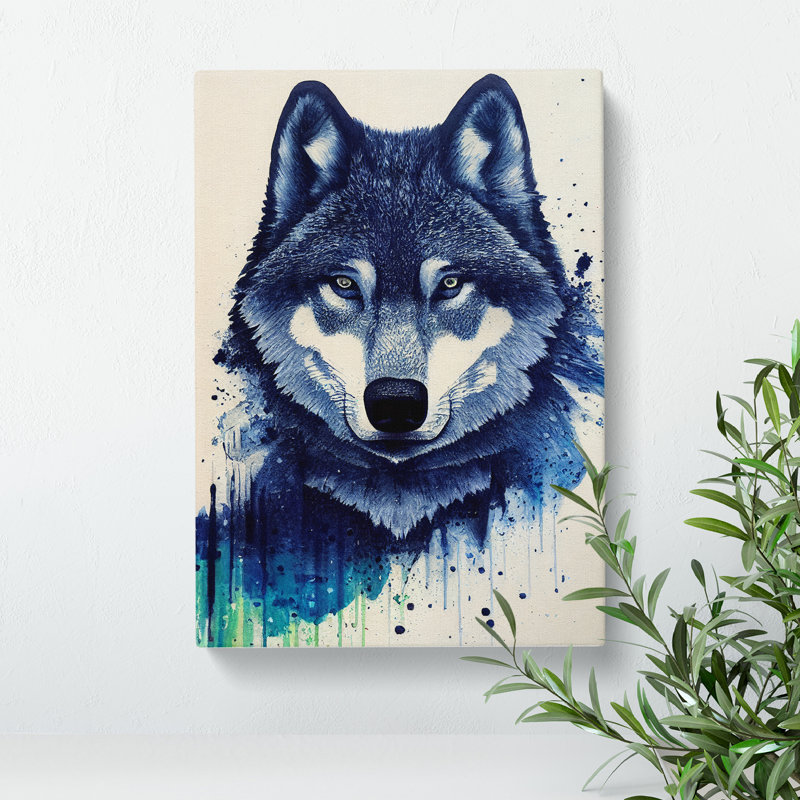 Painted Wolf No.4 - Wrapped Canvas Print, 76cm H x 50cm W x 3cm D