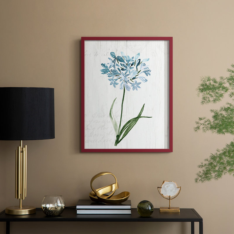 «Garden Botanical I», reproduction encadrée - bois massif, H 15 po x l 12 po, Rouge