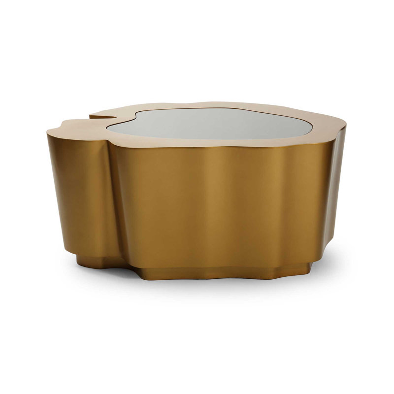 Amorphous Cocktail Table W/Glass Top, Bronze