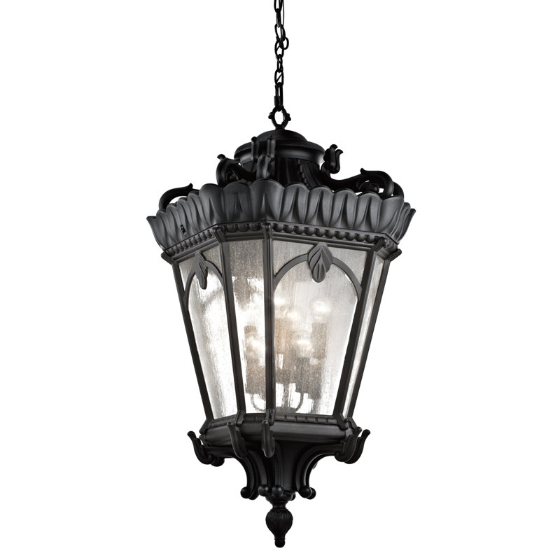 Lanterne suspendue d'extérieur 8 lumières Guzzi, Noir texturé