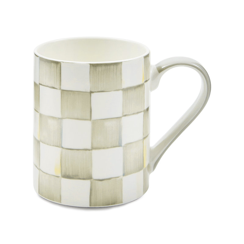 Check Porcelain Mug, Gray/White