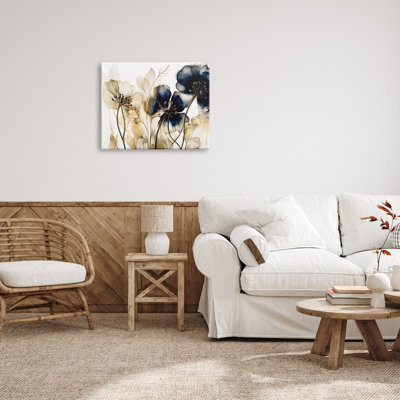 «Red Barrel Studio®», art mural sur toile bleu marine et doré par LSR Design Studio