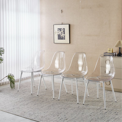 Dining Chair,Set Of 4,Metal Leg,Plastic Seat