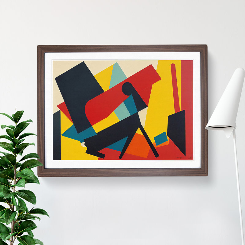 XH1022-6193X Modern Suprematism Art Vol.3 Abstract - Single Picture Frame Print, 25cm H x 34cm W x 2cm D, Walnut