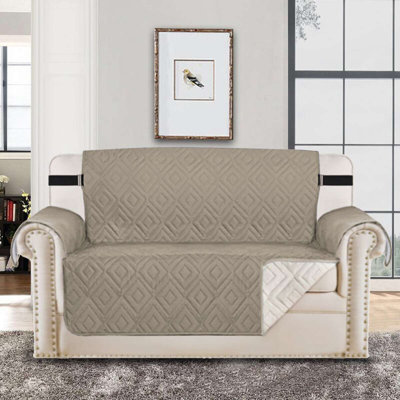 Dovercourt Diamond Reversible Box Cushion Loveseat Slipcover Machine Washable