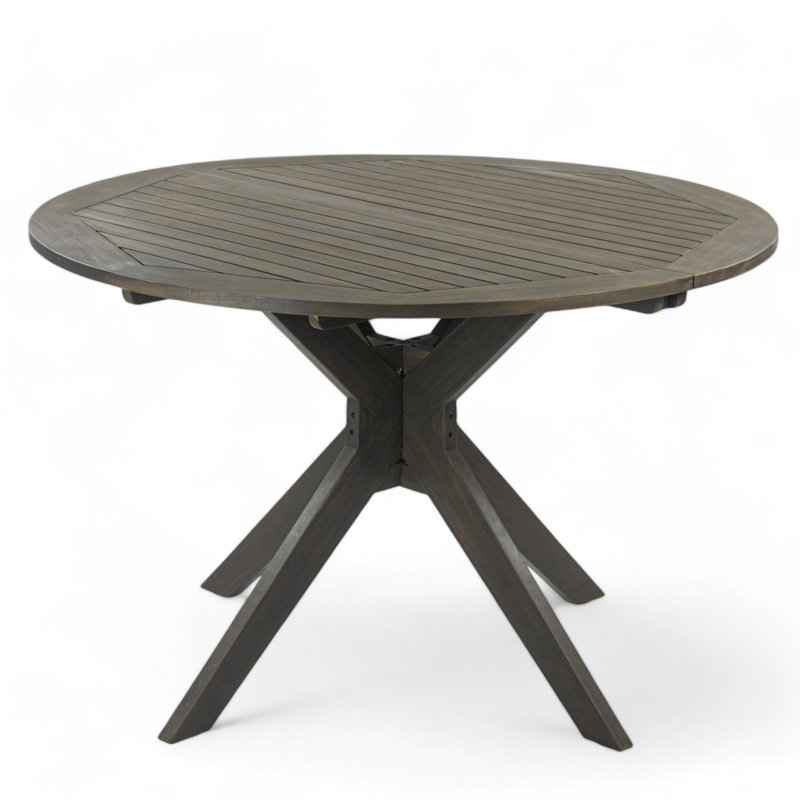 Renaud Round Acacia Outdoor Dining Table , 47.25'' in. W 47.25'' in. D, Gray