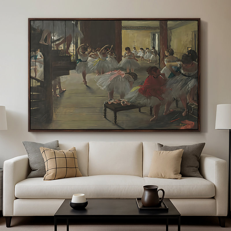 Le cours de danse, c. 1873 - Edgar Degas - Toile tendue avec châssis encadrée, Noyer, 26 x 40