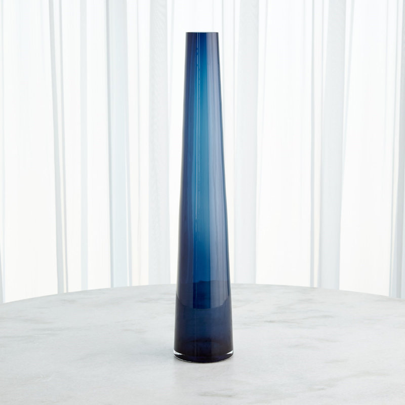 Handmade Glass Table Vase, 27.75" H x 5.25" W x 5.25" D, Blue