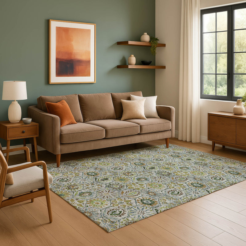 Premium Machine Washable Ralston AMF1938 Floral Rug, Rectangle 2'6" x 3'10"
