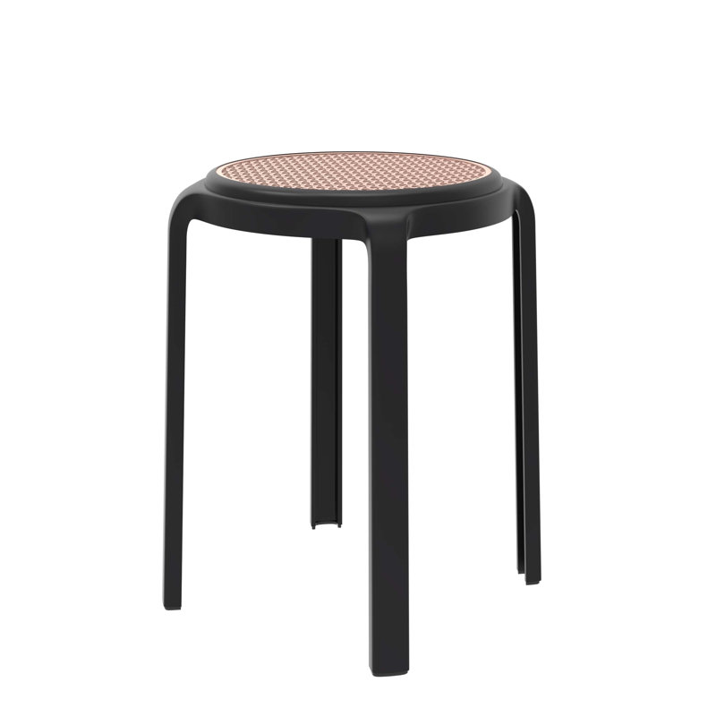 Tabouret rond en plastique empilable Alysoun, Noir